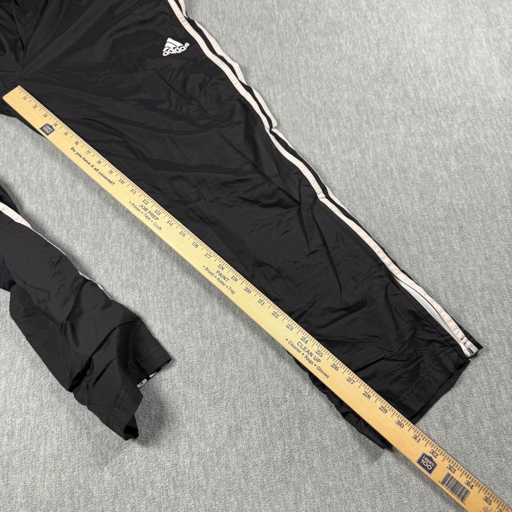Adidas Pants Mens Large Black Track Pants Elastic Waist Mesh Lined 3 Stripe Run - Picture 6 of 9
